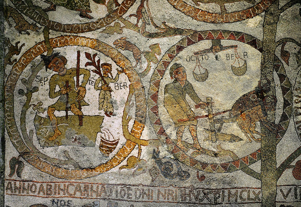 The Signs of the Zodiac from the Mosaic Floor of the Cathedral of Otranto by Pantaleone Pantaleone