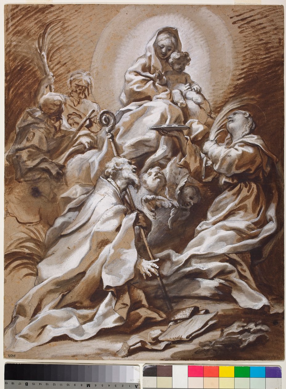 The Virgin and Child in Glory with Saints Fortunato, Nicholas, James and Christopher by Paolo Gerolamo Piola