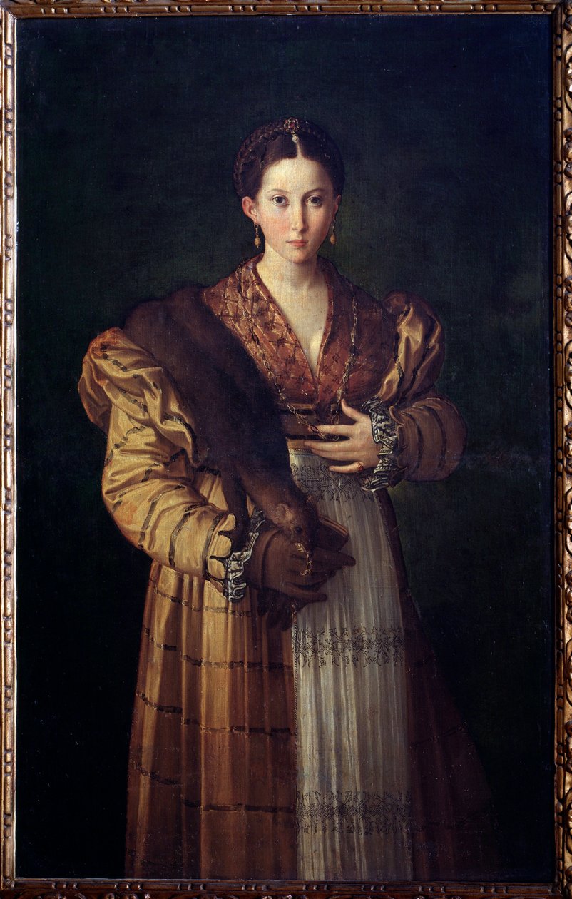 Antea Representation of Sthenebee wife of King Proetos, she falls in love with Bellerophon (Portrait of Stheneboea or Stheneboia, consort of Proteus) - Painting by Girolamo Francesco Maria Mazzola dit Parmigianino or The Parmesan (1503-1540) 1530-1535 Muse by Parmigianino