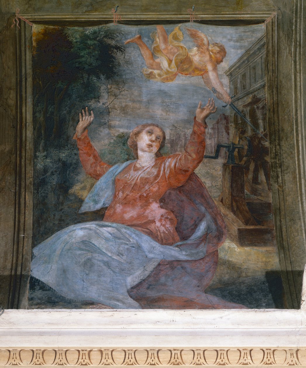 Saint Agatha, by Parmigianino (1503-1540), Fresco, Church of San Giovanni Evangelista, Parma, Emilia-Romagna, Italy by Parmigianino