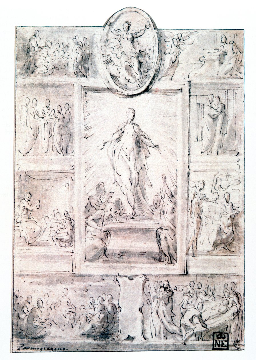 Composition Sketch, c. 1513-1540 by Parmigianino