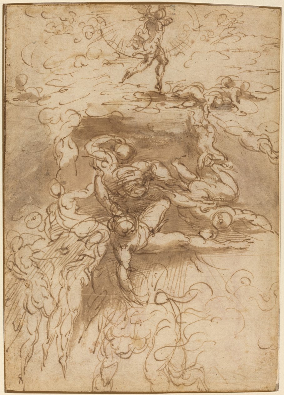 The Fall of the Rebel Angels (recto) by Parmigianino