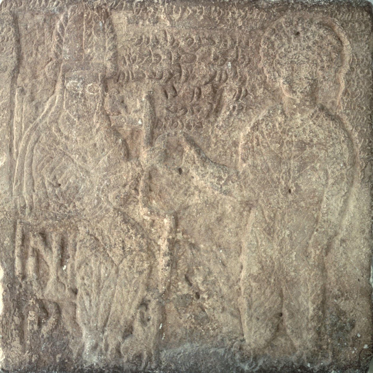 Rare stele showing Artabanus V, the last Parthian king, investing Khwasak, the satrap of Susa: he hands a ring as emblem of his authority, from Susa, Iran, 14th September AD 215 by Parthian School