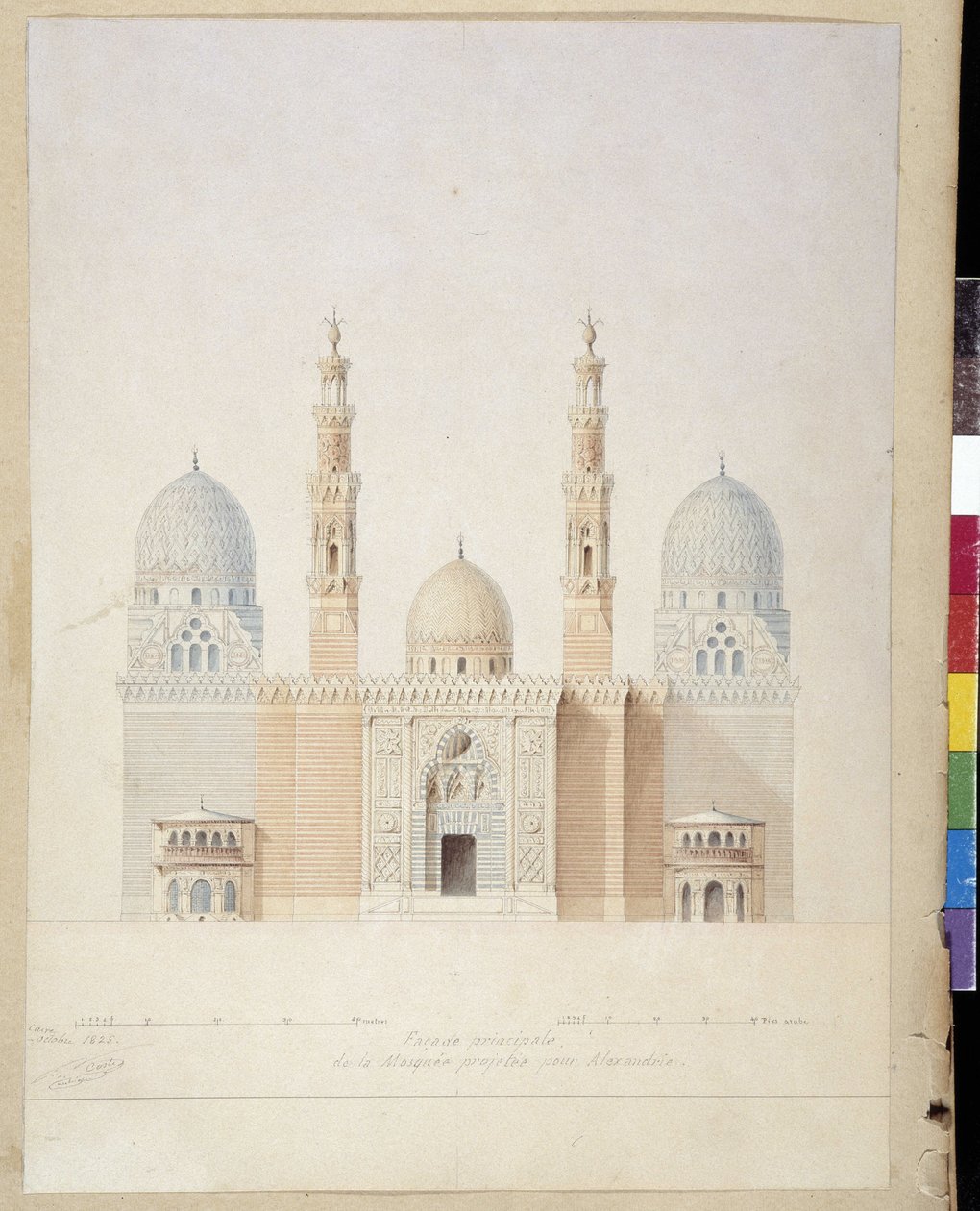 Main Facade Project of the Mosque of Alexandria by Pascal Xavier (after) Coste