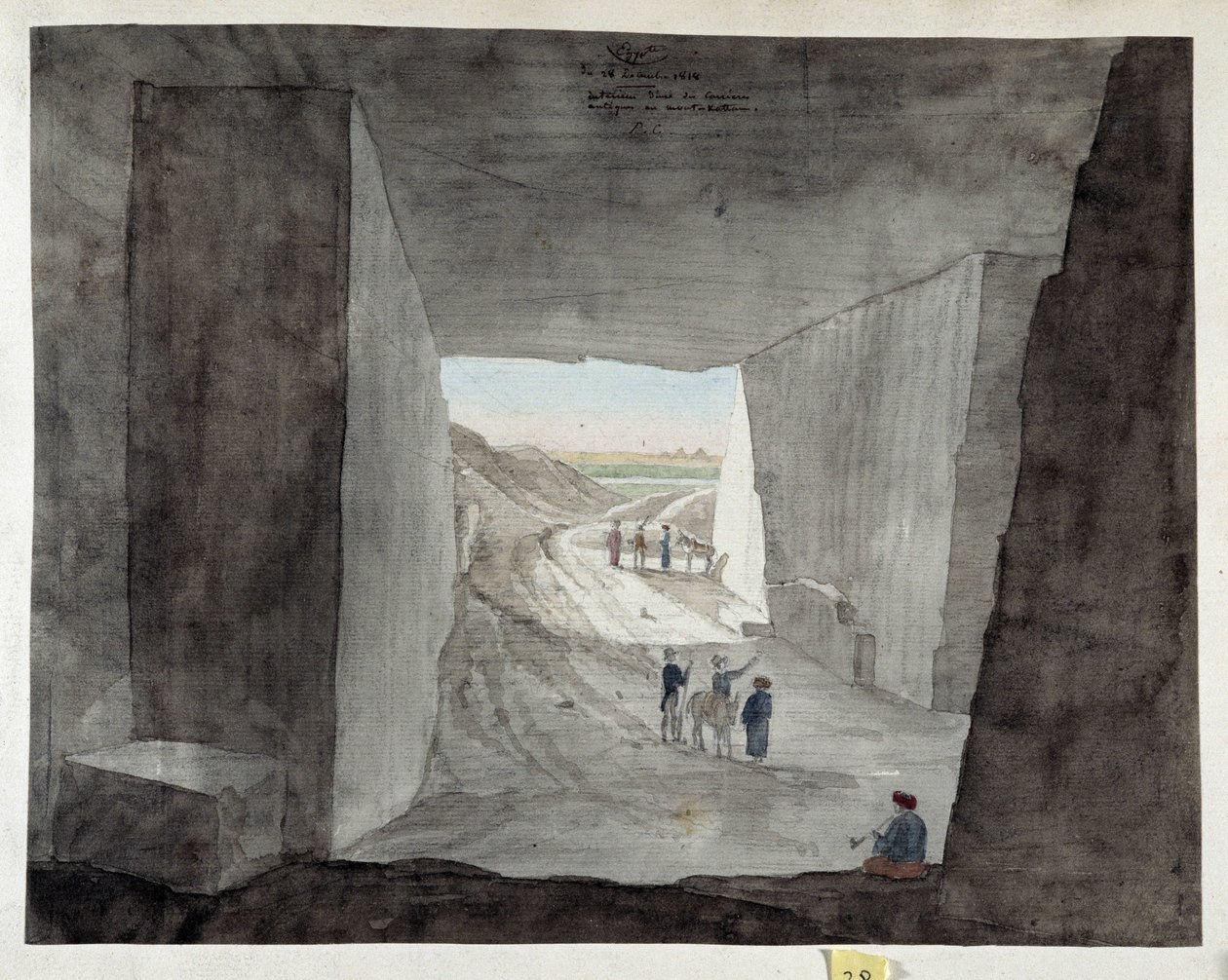 Interior View of a Quarry on Mount Kattan, Egypt by Pascal Xavier (after) Coste
