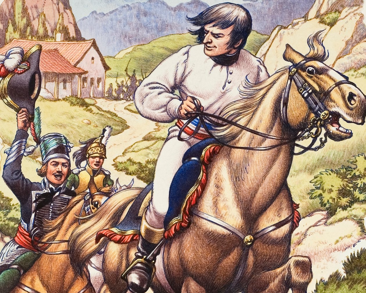 Napoleon Making a Narrow Escape with an Austrian Cavalry Patrol Close on His Heels by Pat (1907 95) Nicolle