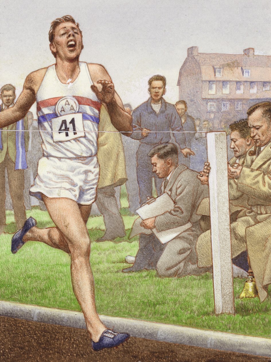 Roger Bannister Running the First Four-Minute Mile by Pat (1907 95) Nicolle