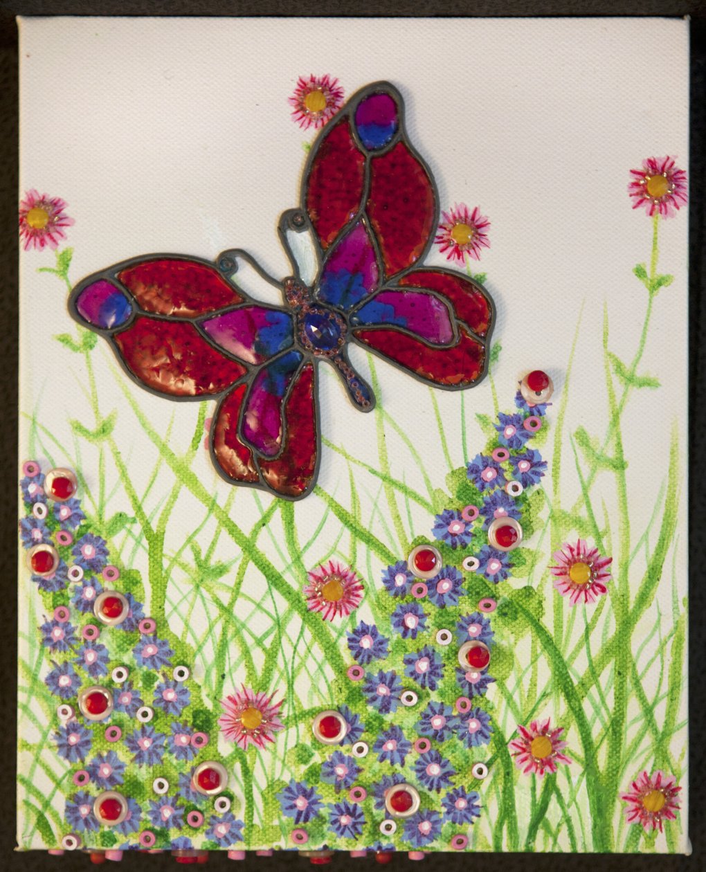 Butterflies, Red, Purple & Blue by Pat Scott