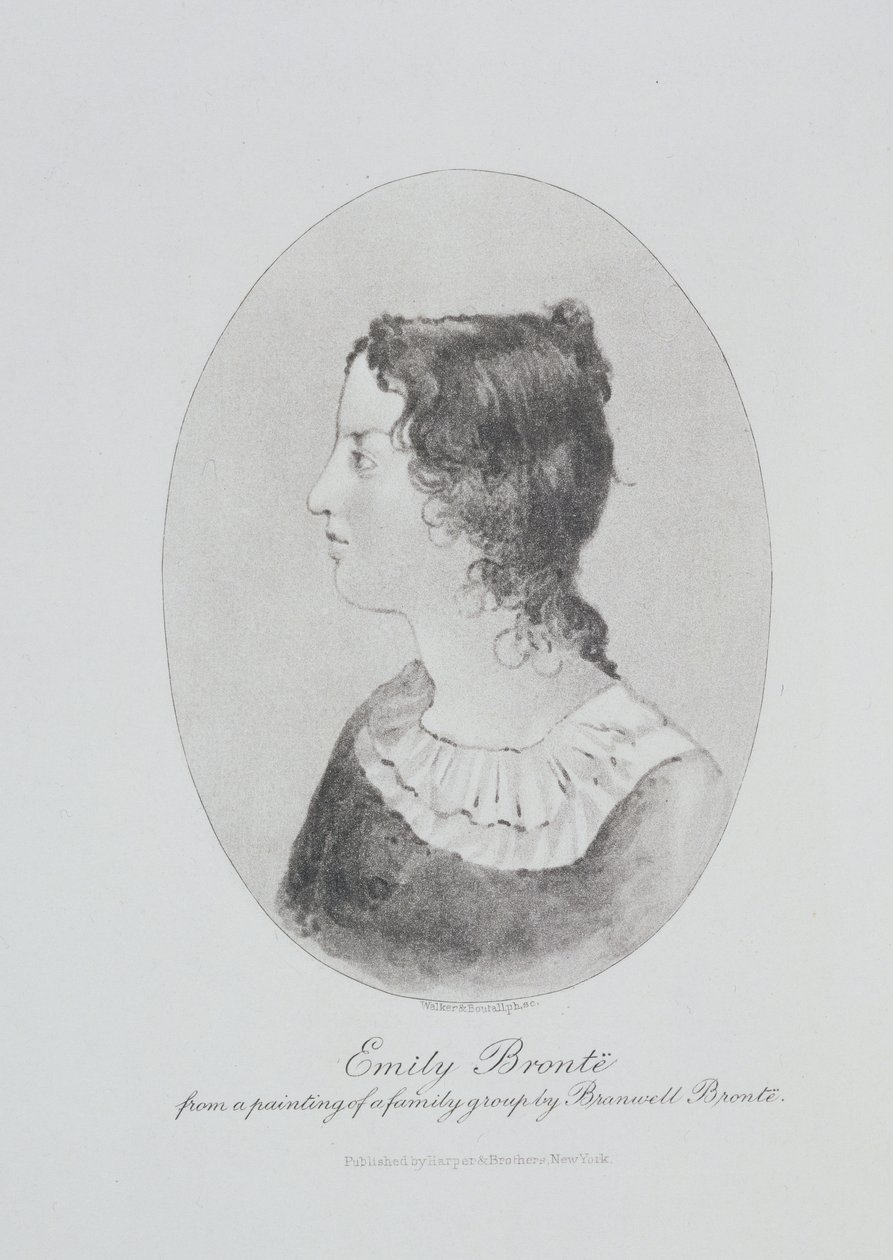 Portrait of Emily Bronte (1818-48) engraved by Walker and Boutall by Patrick Branwell Bronte