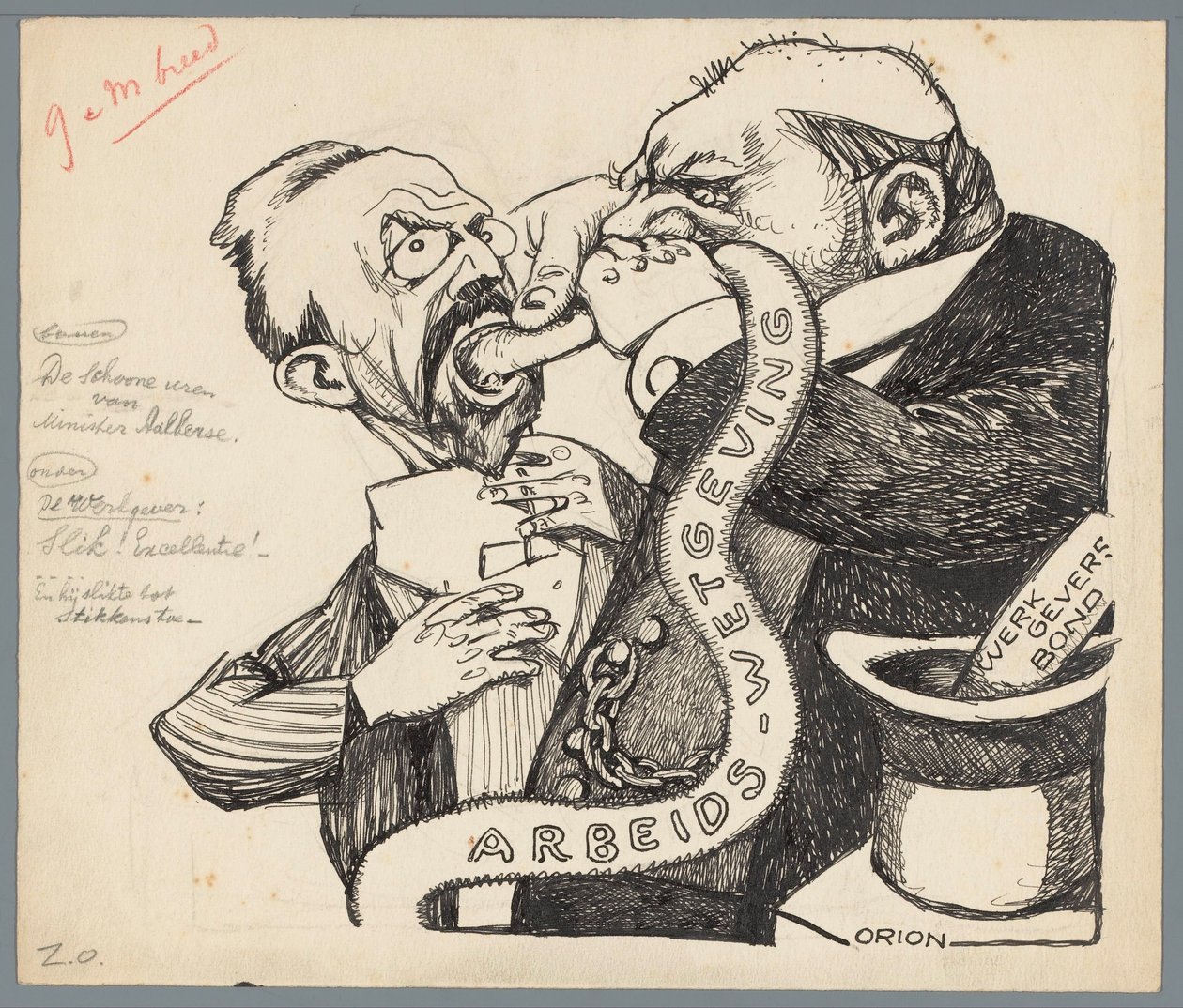 Minister Aalberse and the Employer by Patricq Kroon (signed by artist)