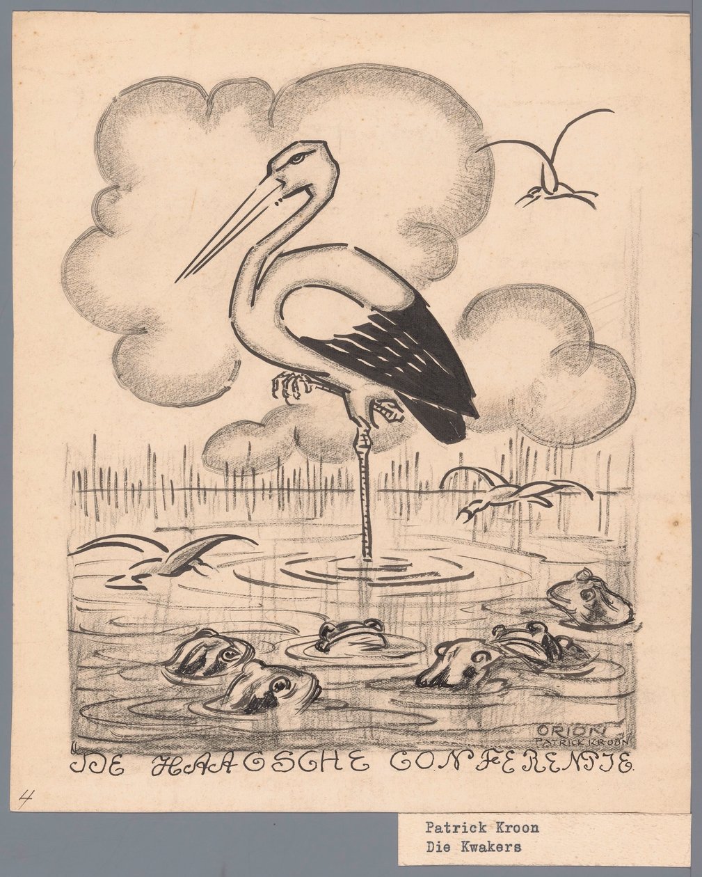 Stork Among Frogs by Patricq Kroon (signed by artist)