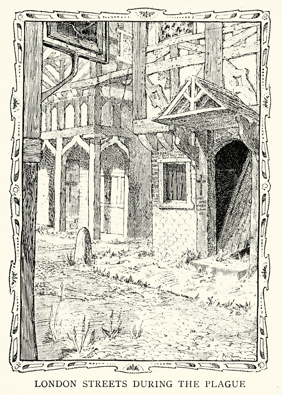 London streets during the Great Plague by Patten (after) Wilson