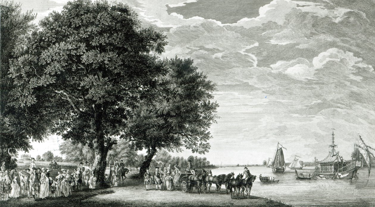 View of the North side of the Virginia river near Manour Lodge by Paul Sandby