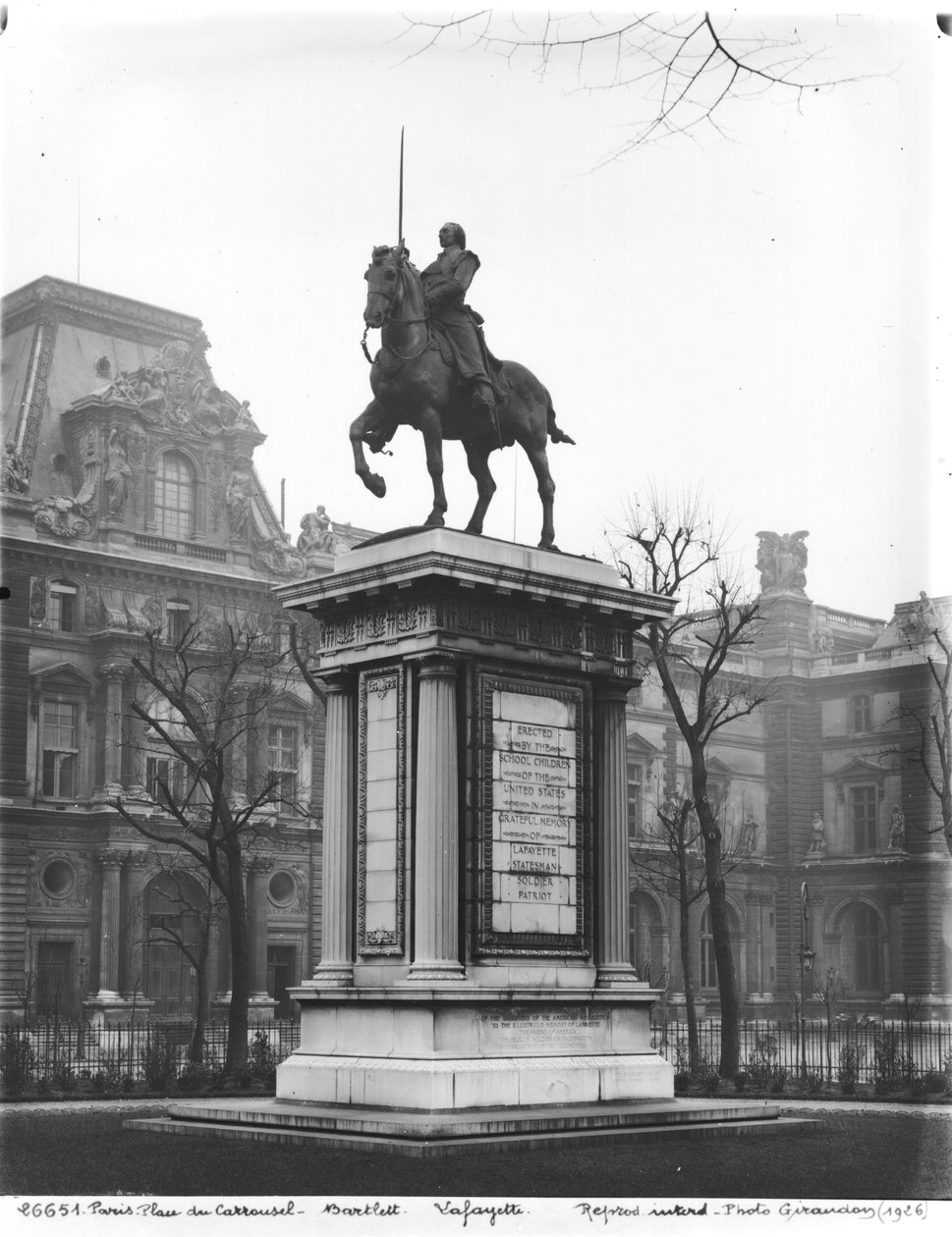 Monument dedicated to General Lafayette (1757-1834) 1899-1907 by Paul Wayland Bartlett