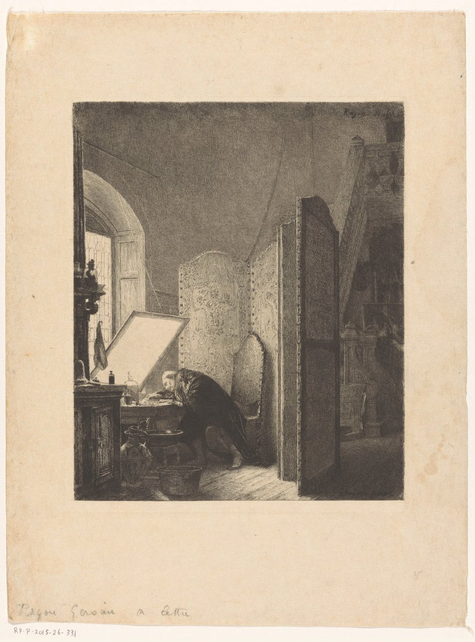 Rembrandt Etching in His Studio by Paul Adolphe Rajon