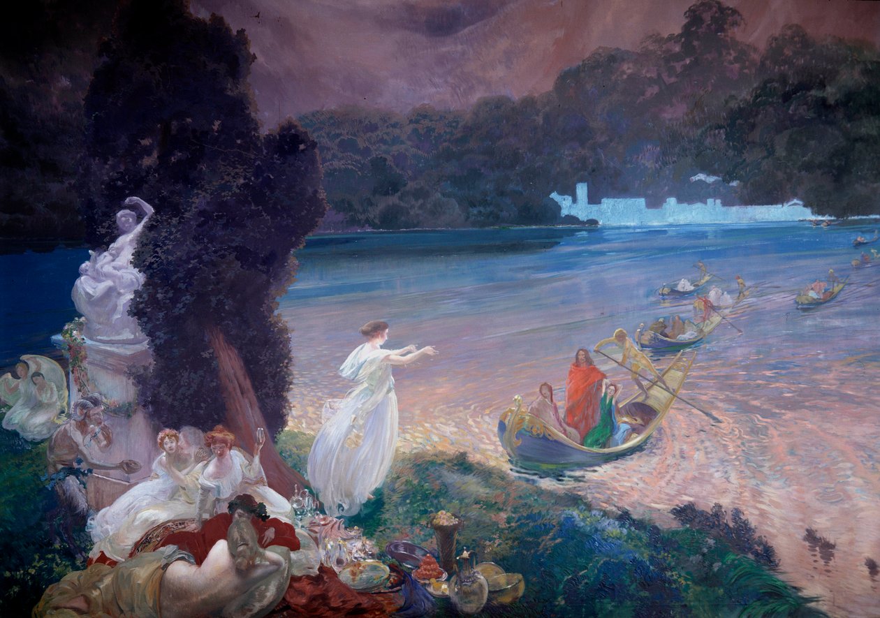 Happy Island: Scene of Fable Representing Boats Joining Guests at a Banquet on the Grass (detail) by Paul Albert Besnard