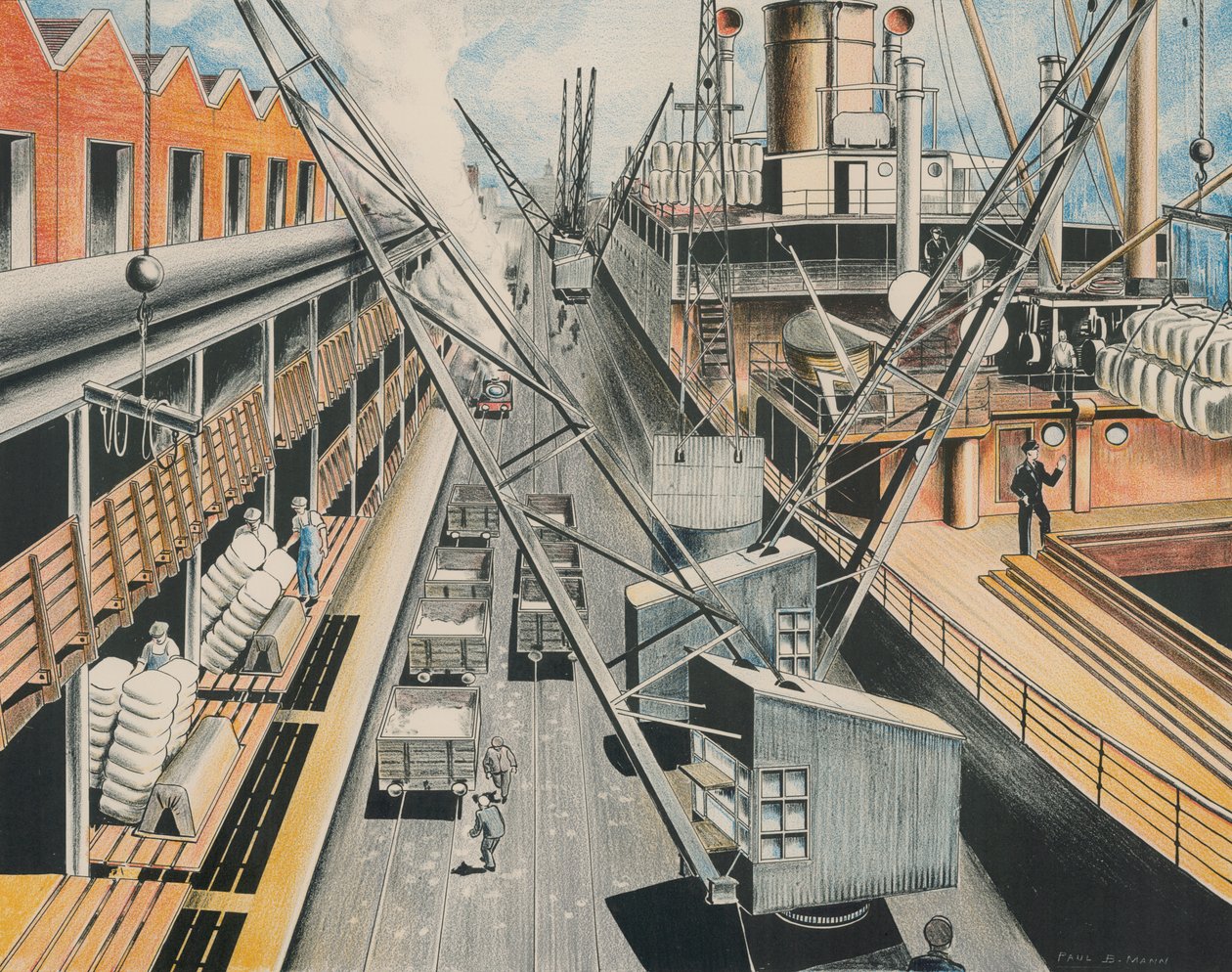 Unloading Cotton at Manchester Docks by Paul B. Mann