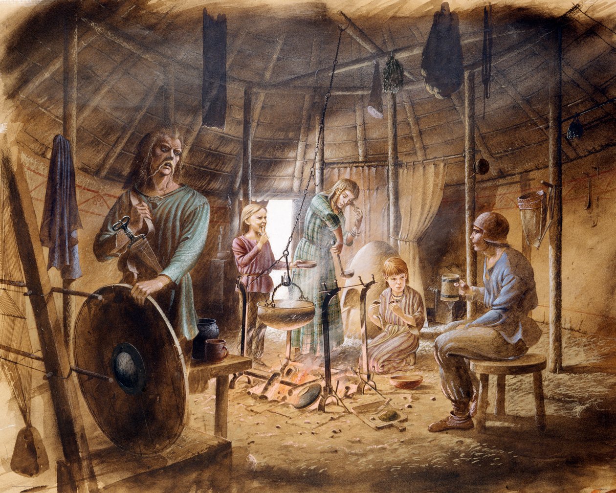 Inside an Iron Age house, c5th century BC, c1990-2010 by Paul Birkbeck
