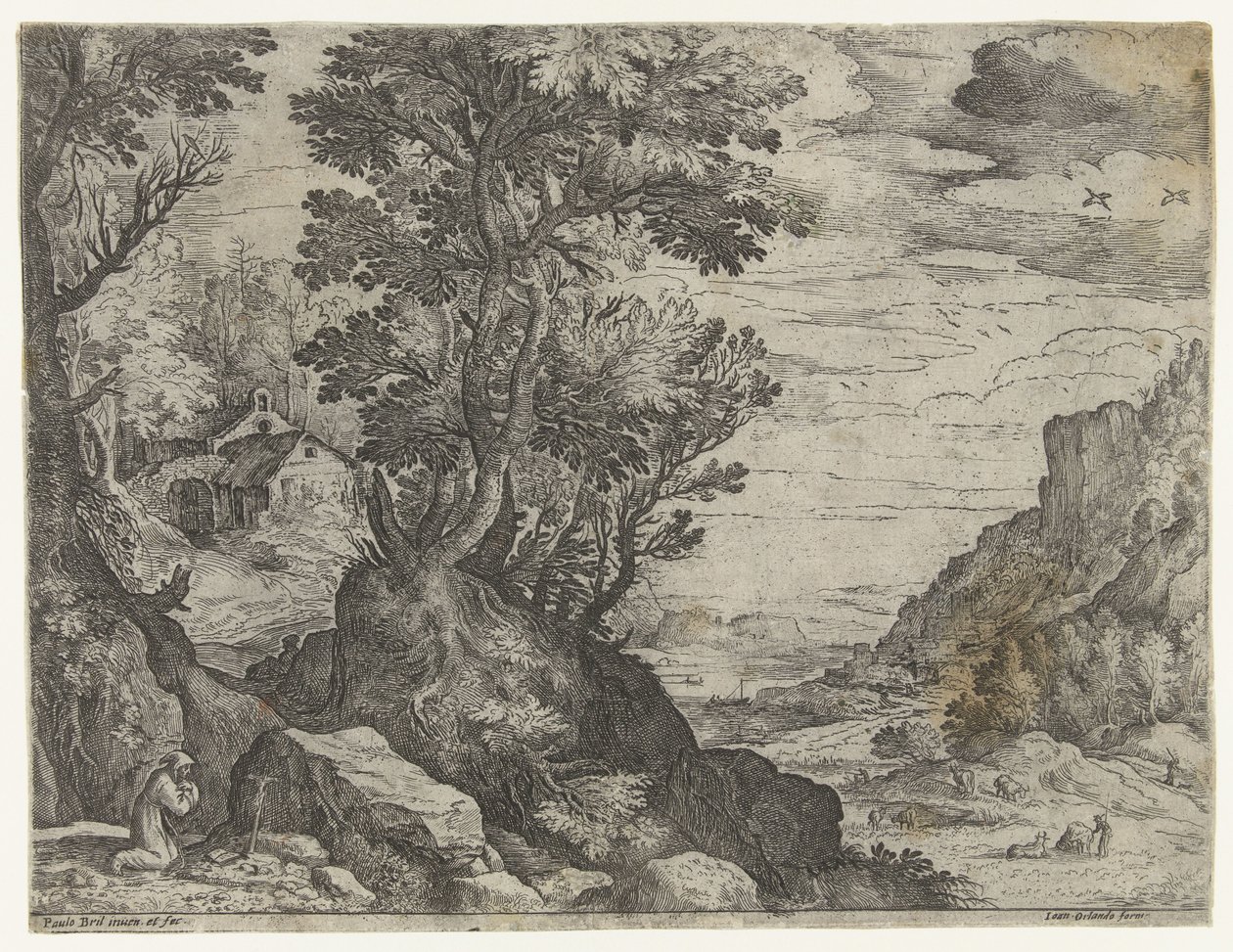Mountain Landscape with Praying Hermit by Paul Bril