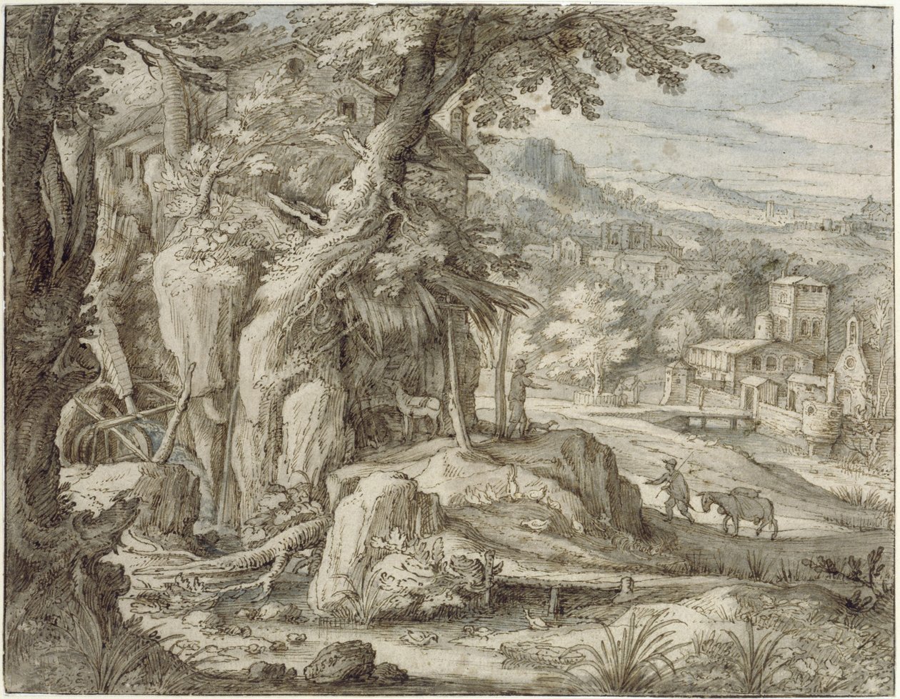 Mill on a Rock by a Gorge by Paul Bril