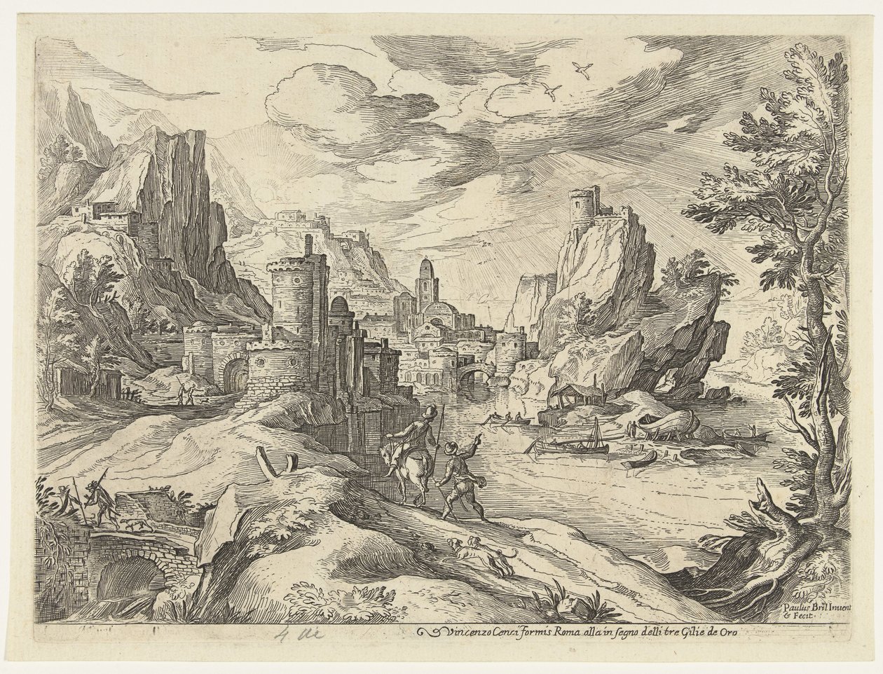 Rocky Coast in Campania with City and Travelers by Paul Bril