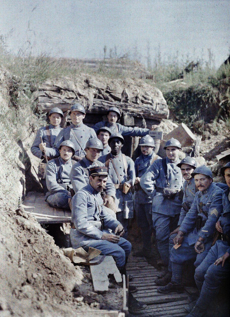 A group of French soldiers in a trench on the front line, Hirtzbach, Department Haut-Rhin, Alsace, France, June 16, 1917 by Paul Castelnau