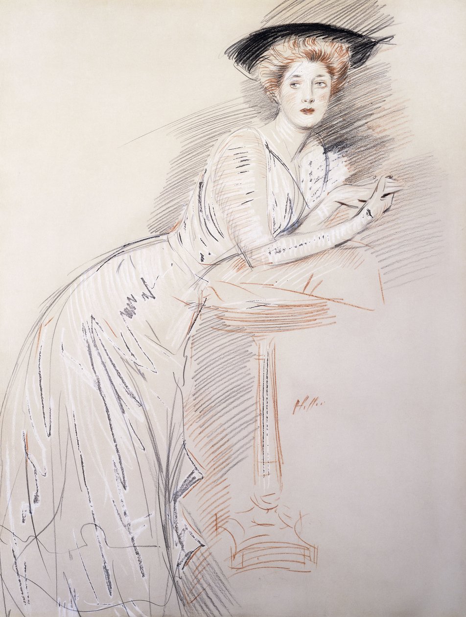 Portrait of Miss Taylor Leaning on a Table by Paul Cesar Helleu