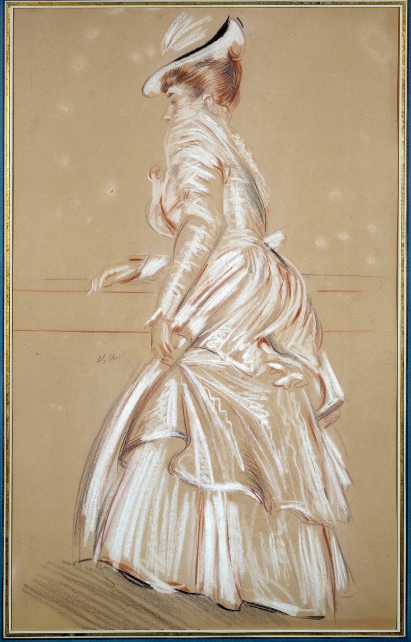 Portrait of a woman in white by Paul Cesar Helleu