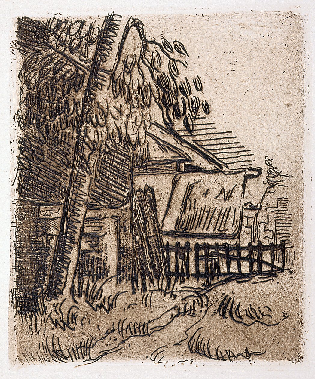 Landscape At Auvers, Farm Entrance On The Rue St. Remy by Paul Cézanne