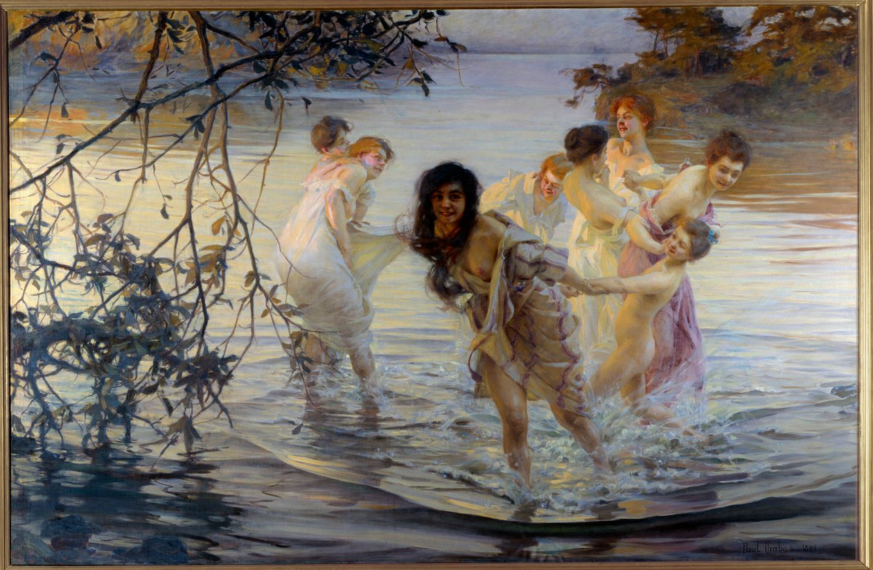 Happy frolics Young women bathing by Paul Chabas