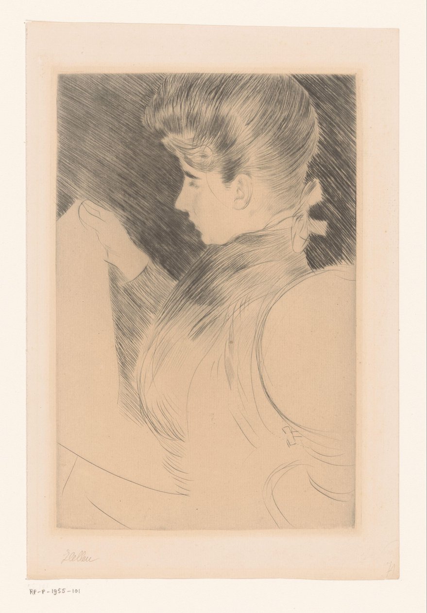 Portrait of an Unknown Reading Woman by Paul César Helleu (signed by artist)