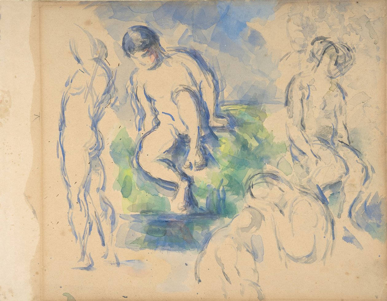 Bathers (recto), Still Life (verso) by Paul Cézanne