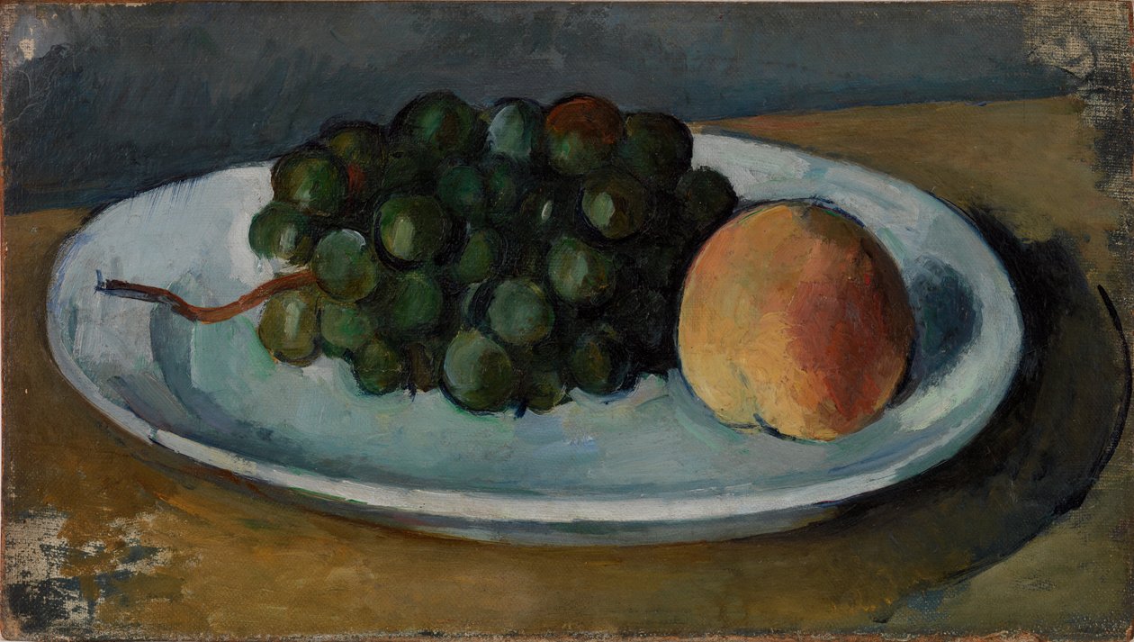 Grapes and Peach on a Plate by Paul Cézanne