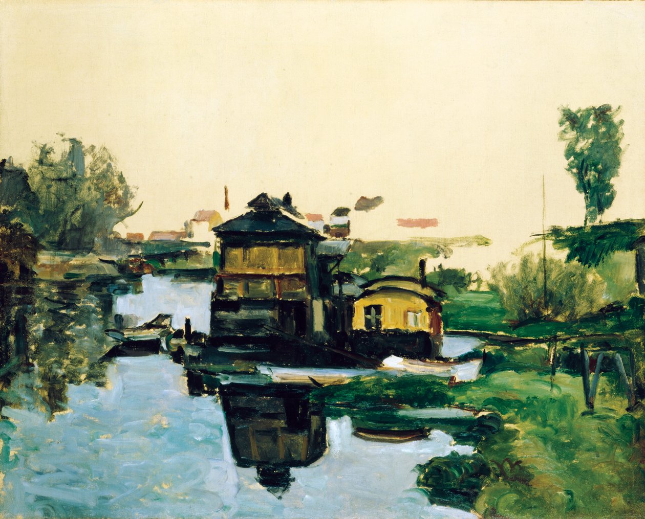Floating Houses on a River by Paul Cézanne