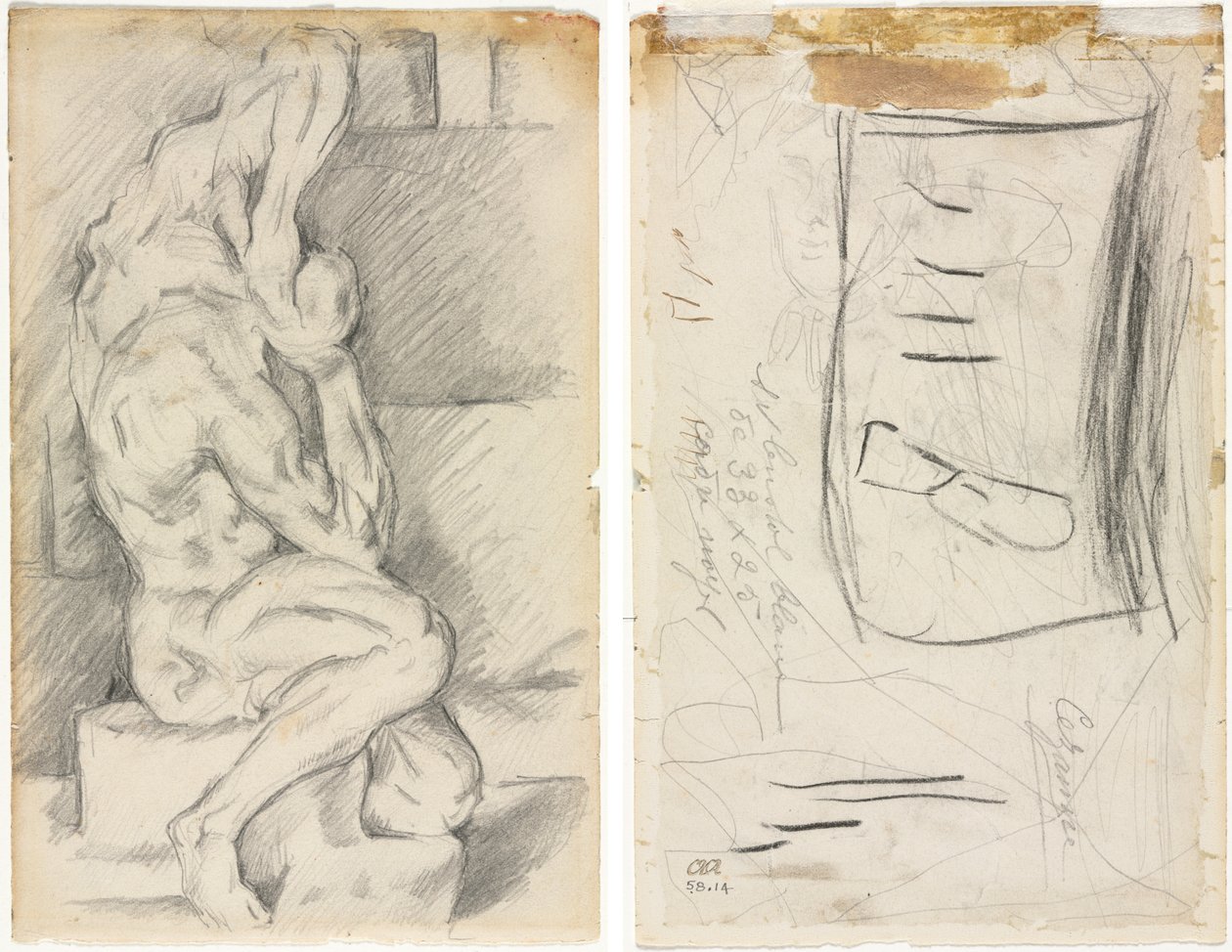 Sketch of Anatomical Sculpture (recto) Sketch of Madame Cézanne (verso) by Paul Cézanne