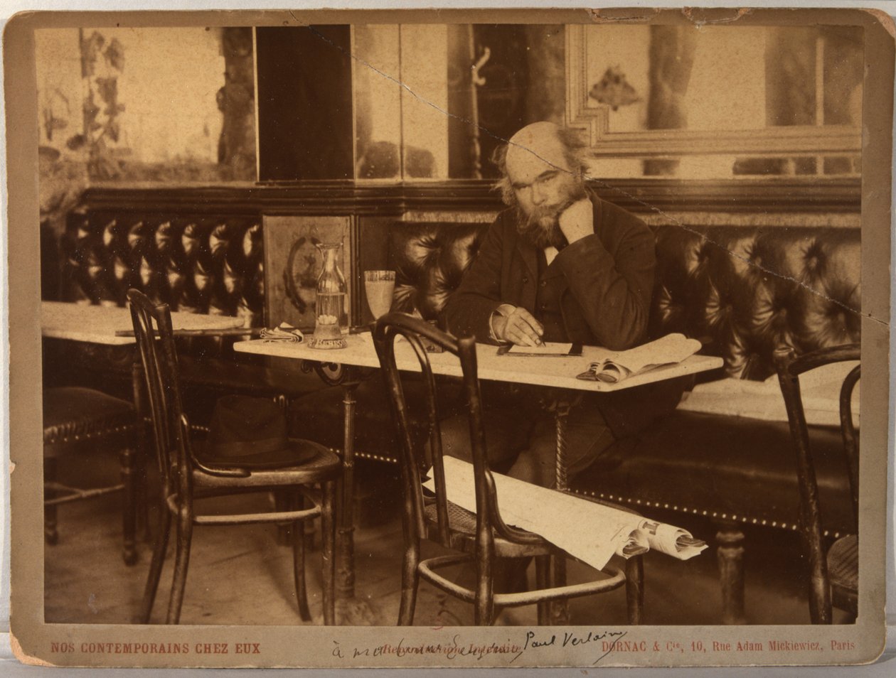 Paul Verlaine in Café François 1er in Paris, 1892 by Paul Dornac