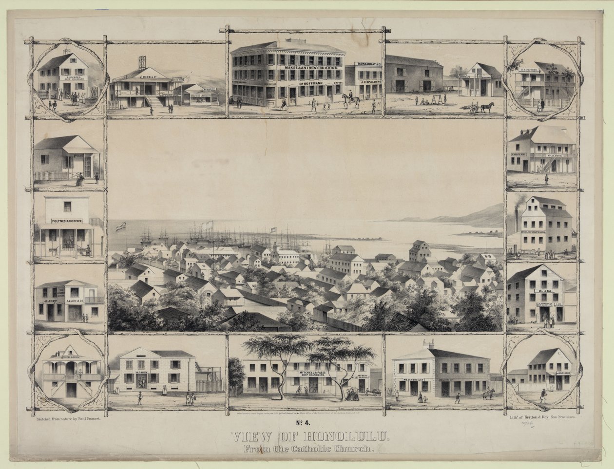 No. 4. View of Honolulu. From the Catholic Church by Paul Emmert