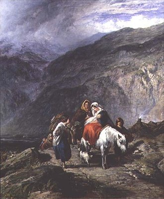 Gypsy family on a mountain track by Paul Falconer (attr. to) Poole