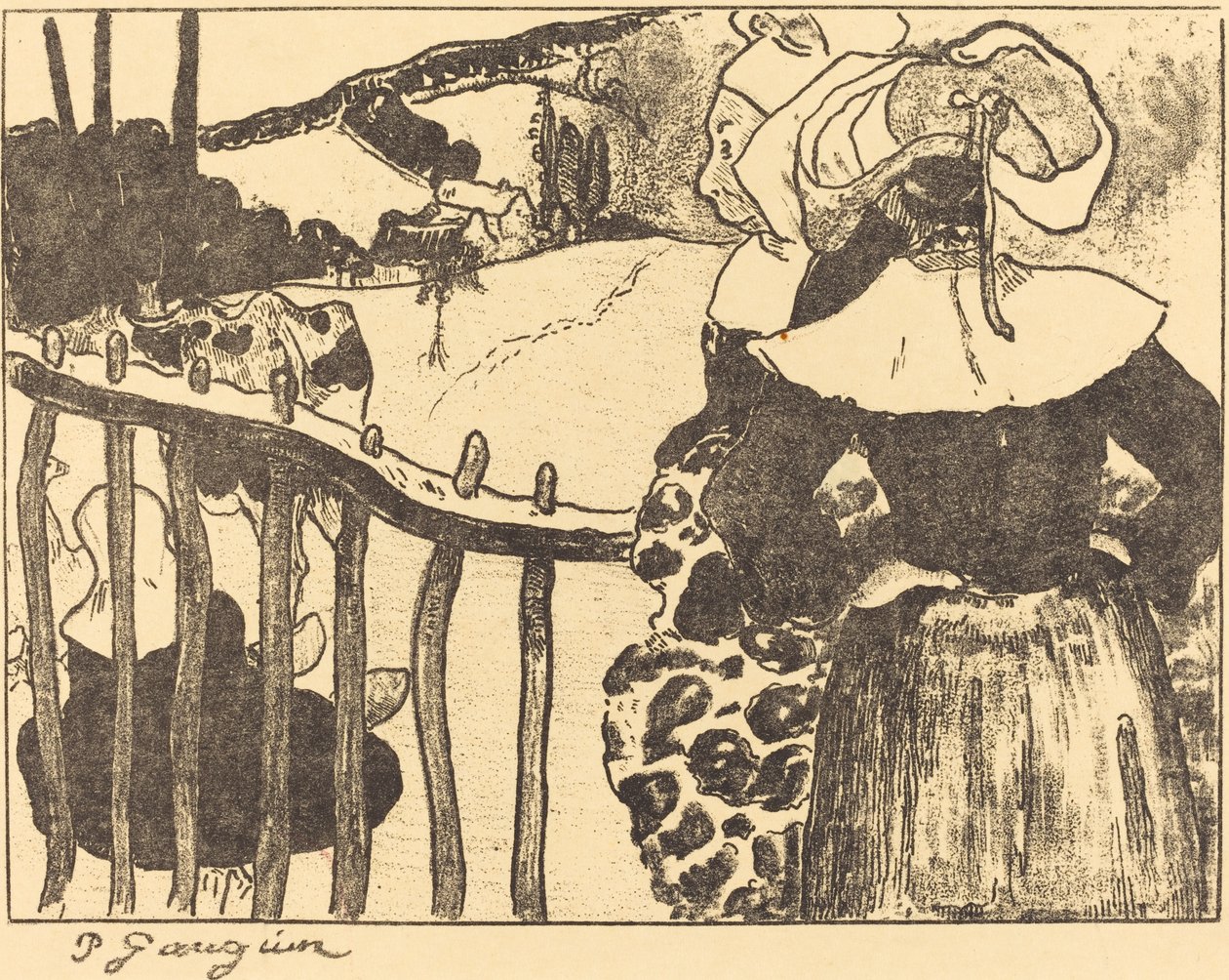 Breton Women beside a Fence, 1889 by Paul Gauguin