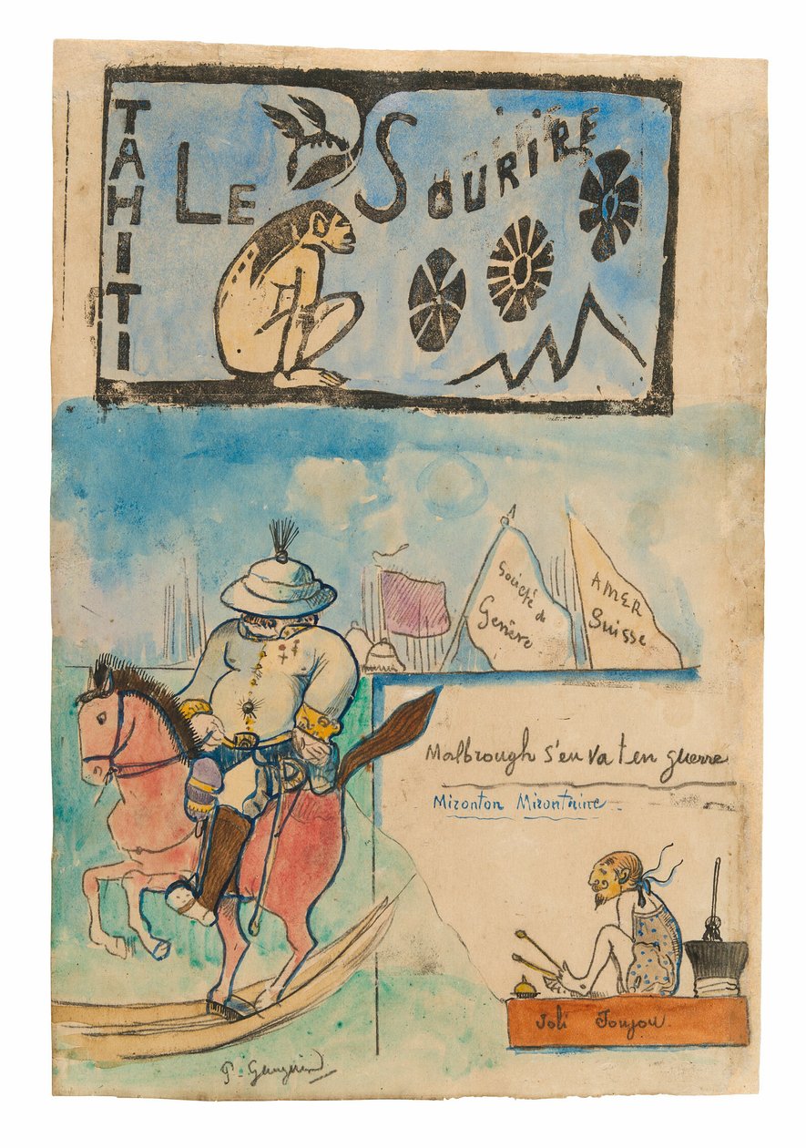 Caricatures of Gauguin and Governor Gallet, with Headpiece from Le Sourire by Paul Gauguin