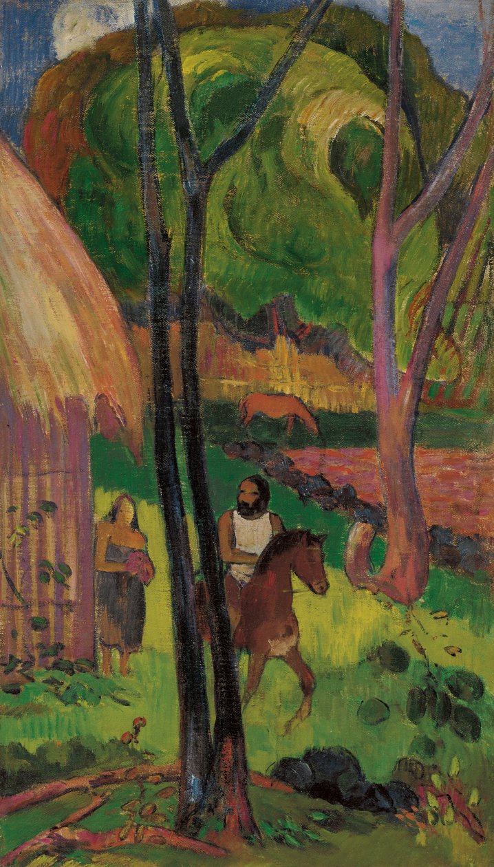 Cavalier in Front of the Hut by Paul Gauguin