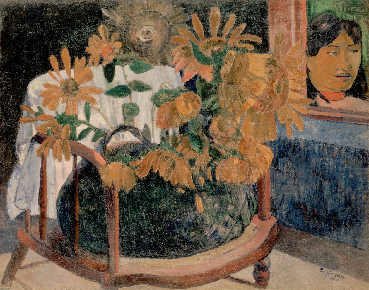 Still Life with Sunflowers on an Armchair (II) by Paul Gauguin