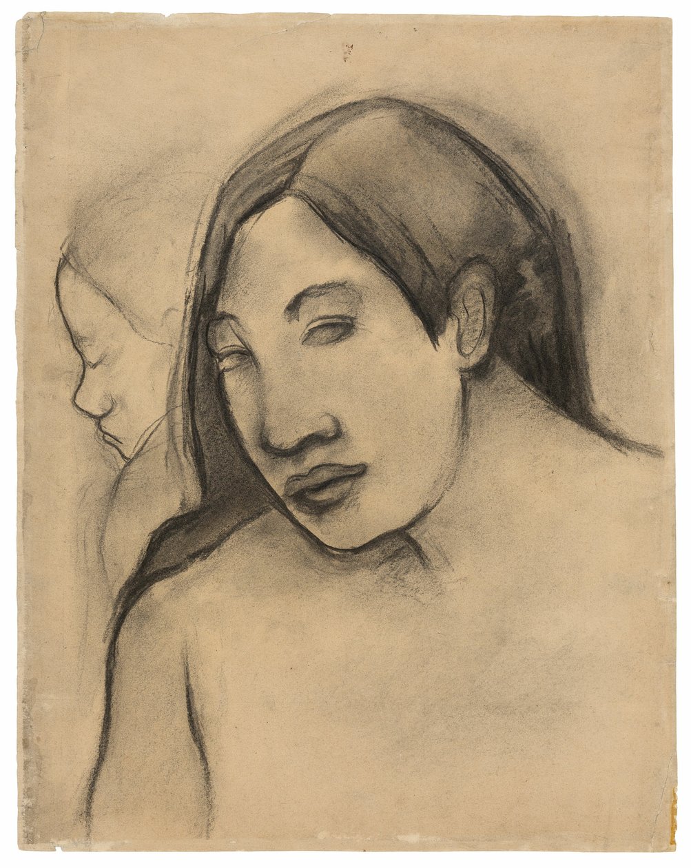 Heads of Tahitian Women, Frontal and Profile Views by Paul Gauguin