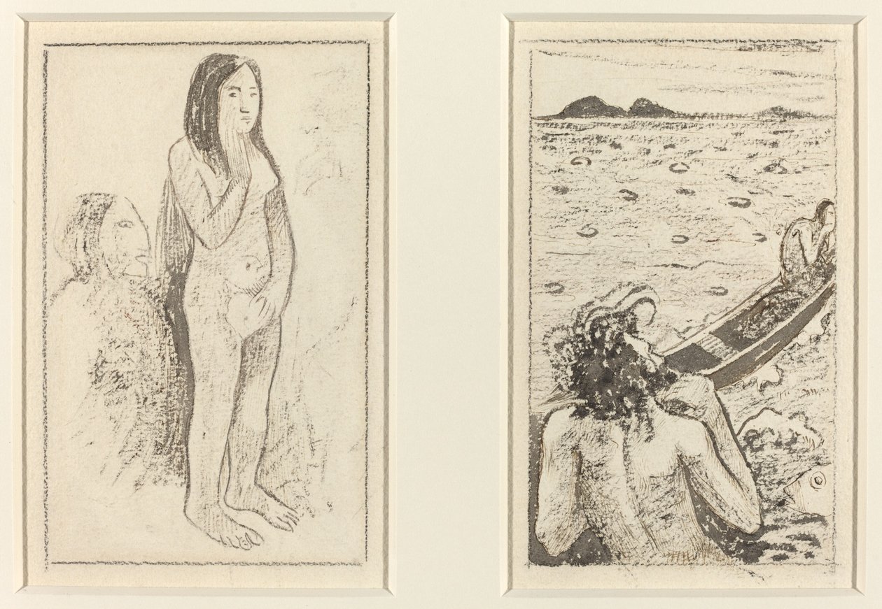 Parau No Te Varau Ino (left); Tahitian Legend (right) by Paul Gauguin