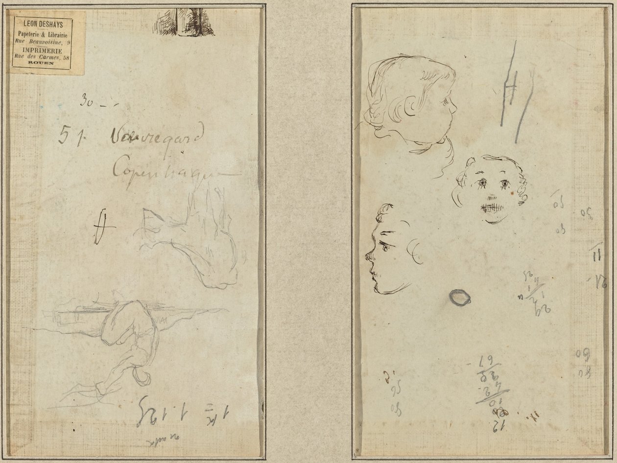 Seated Figure and a Cow; Three Studies of a Child