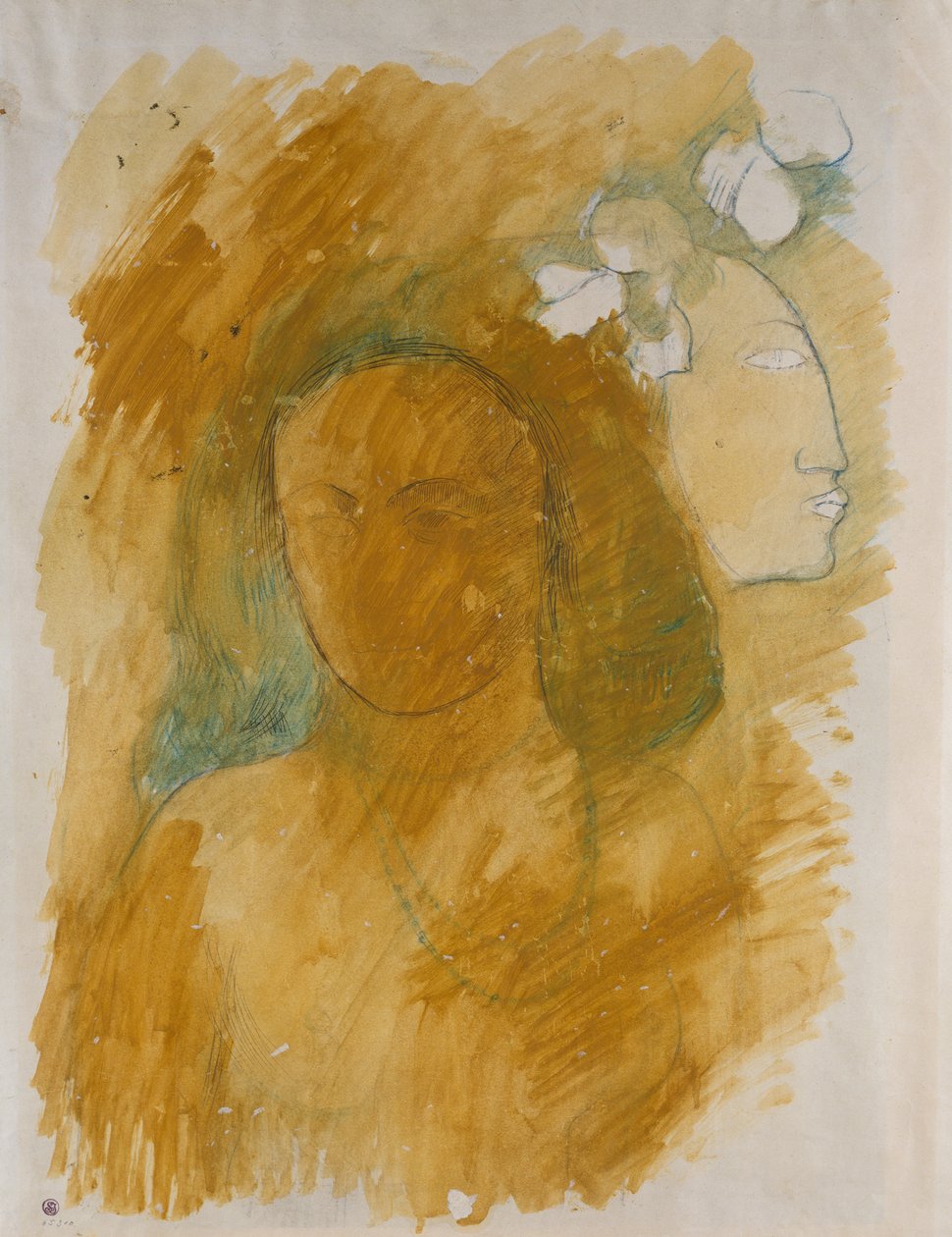 Tahitian Woman with Evil Spirit by Paul Gauguin