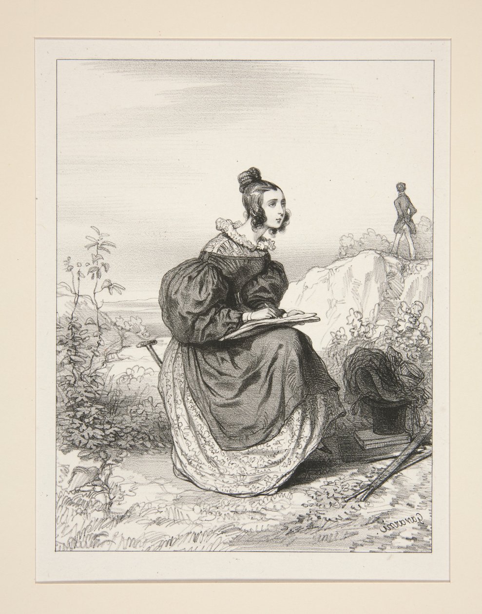 (My Wife Draws the Landscape) by Paul Gavarni