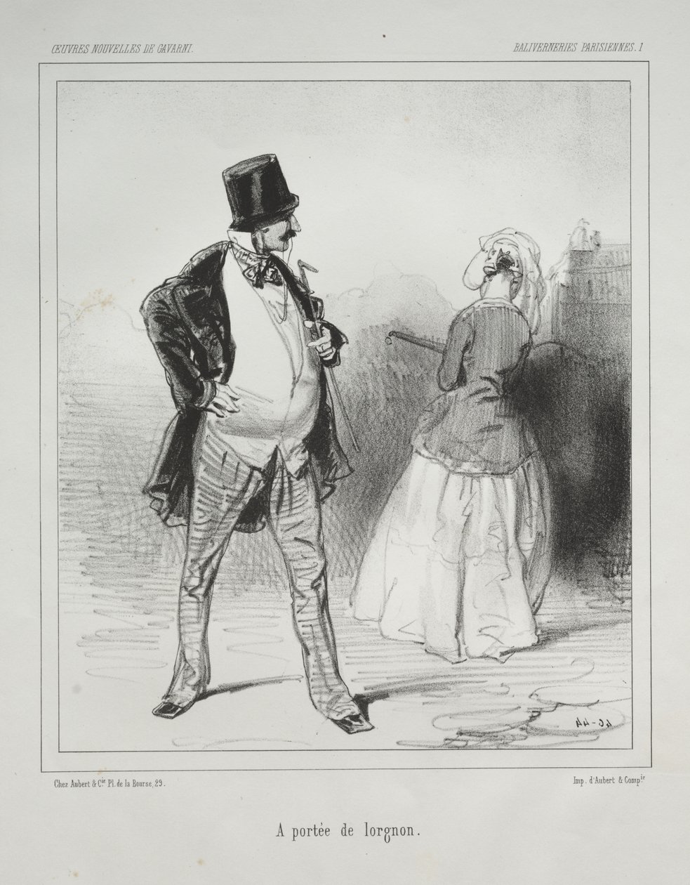Parisian Nonsense: Within Reach of the Opera Glass by Paul Gavarni