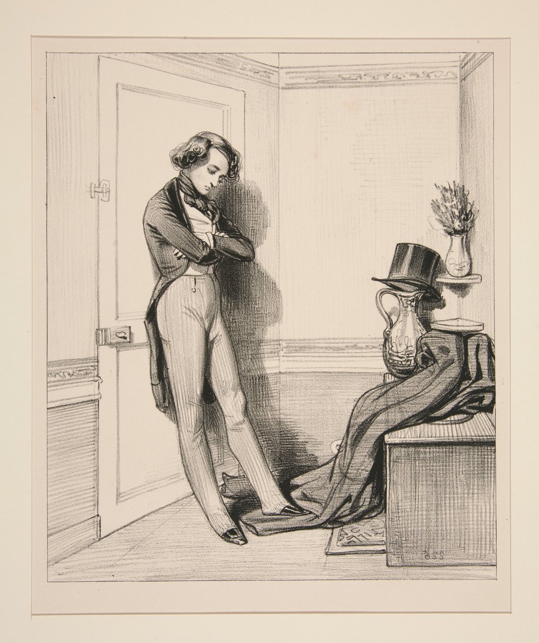 Waiting until the protector has left, and hearing him laugh, chat and feast at his ease while one remains hidden... by Paul Gavarni