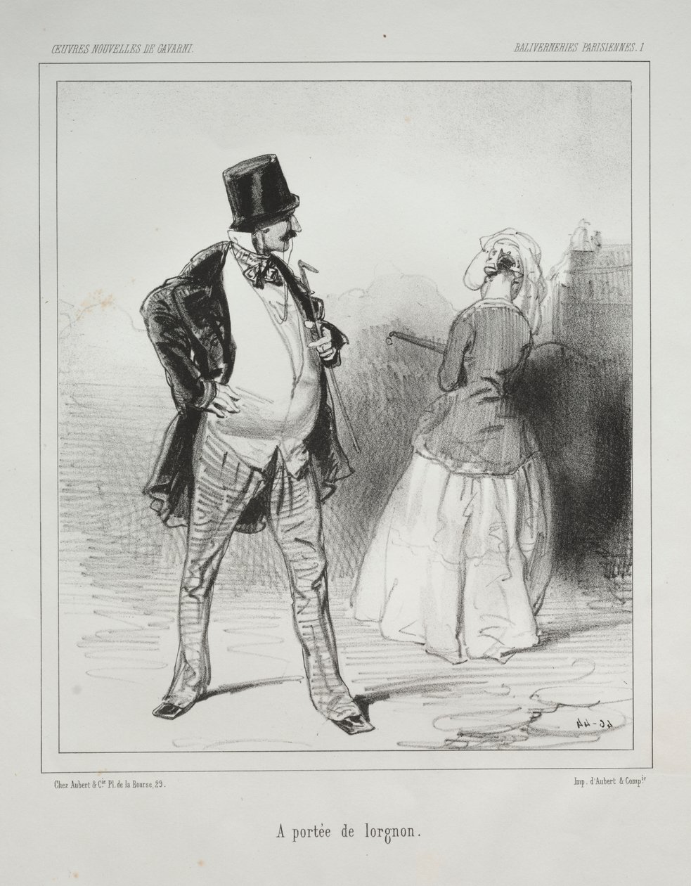 Parisian Nonsense: Within Reach of the Opera Glass by Paul Gavarni